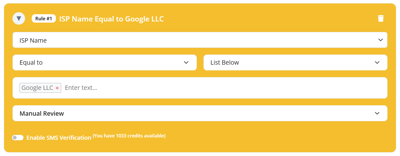 ISP Name Validation Rule configuration in FraudLabs Pro