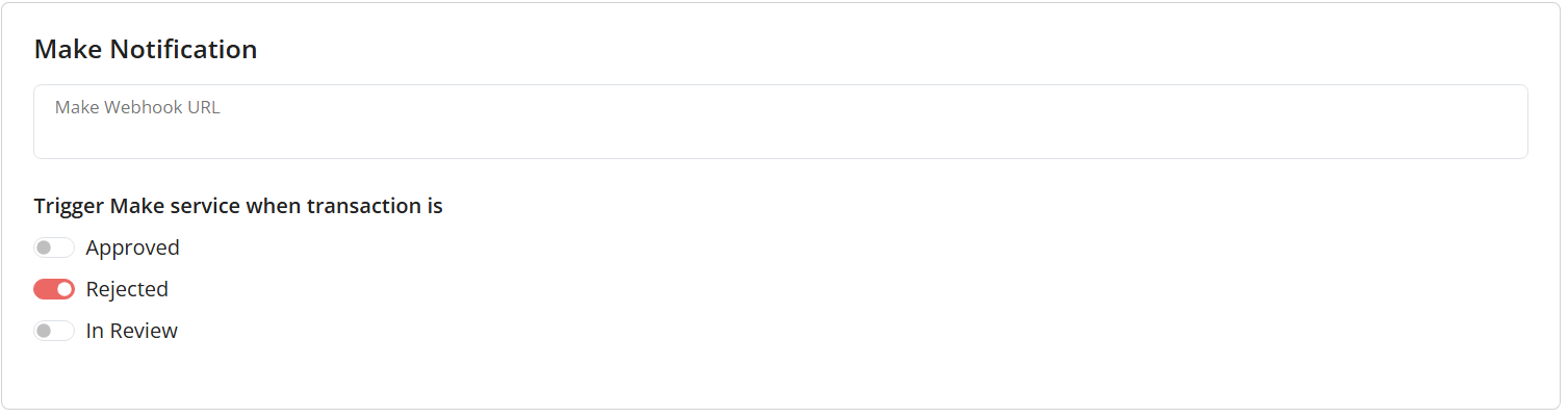 Example image of the Make notification settings in FraudLabs Pro