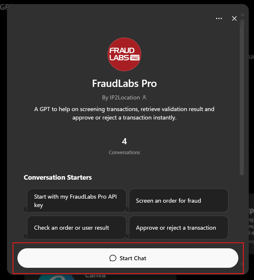FraudLabs Pro ChatGPT quickchat