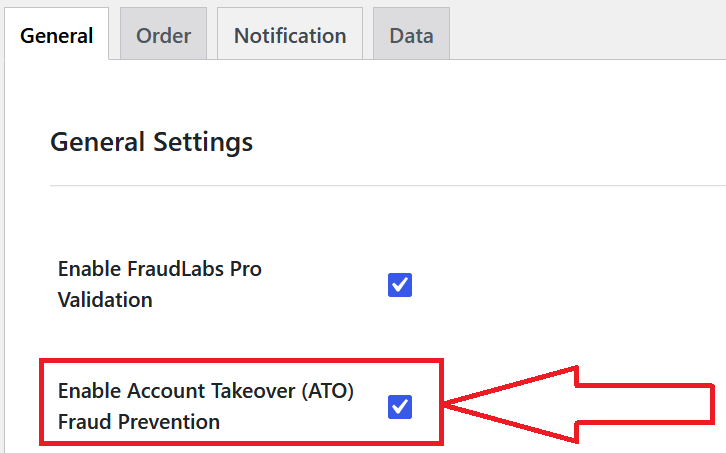 Enable Account Takeover Fraud Prevention in FraudLabs Pro for WooCommerce plugin